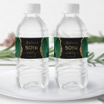 Modern Emerald Green Gold Agate Dark 50th Birthday Water Bottle Label<br><div class="desc">This modern 50th birthday design features an emerald green watercolor agate and gold faux glitter border on the left and right sides. Personalise it with the guest of honour's name in elegant gold-coloured handwriting script over a large "50th" on an off-black background,  with the date below.</div>