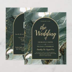 Modern Emerald Green Gold Agate Marble WEDDING