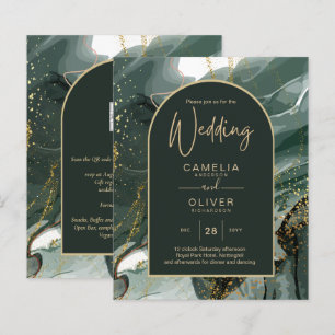 Modern Emerald Green Gold Agate Marble WEDDING