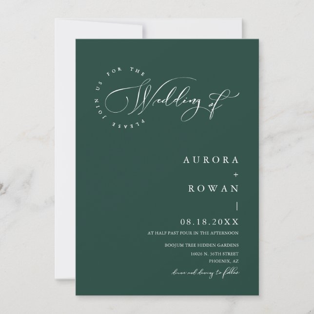 Modern Emerald Green Minimal Wedding QR Code Photo Invitation (Front)