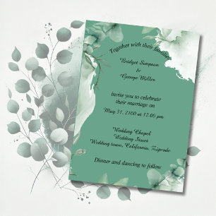 modern emerald green periwinkle Wedding Invitation