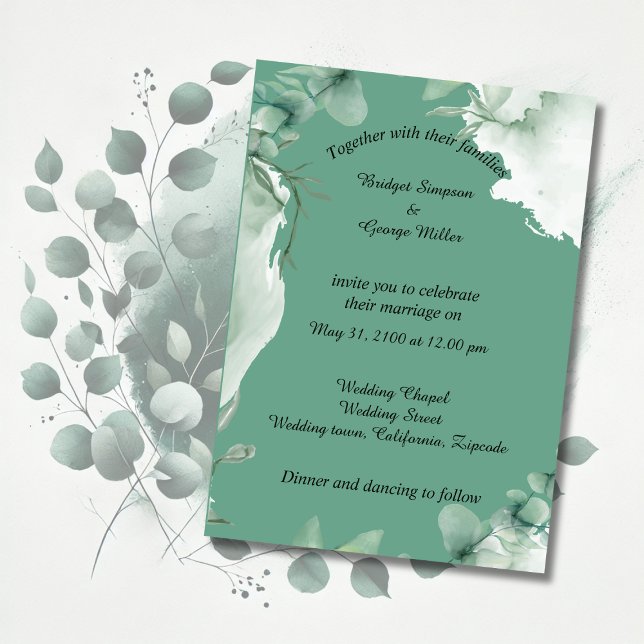 modern emerald green periwinkle Wedding Invitation (Creator Uploaded)
