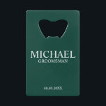 Modern Emerald Green Personalised Groomsman<br><div class="desc">Modern Personalised Groomsman Gifts
featuring personalised groomsman's name,  title and wedding date in white classic serif font style on emerald green background.

Also perfect for Best Man,  Father of the Bride and more.</div>