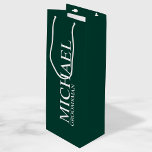 Modern Emerald Green Personalised Groomsman Wine Gift Bag<br><div class="desc">Modern Personalised Groomsman Gifts
featuring personalised groomsman's name and title in white classic serif font style on emerald green background.

Also perfect for Best Man,  Father of the Bride and more.</div>