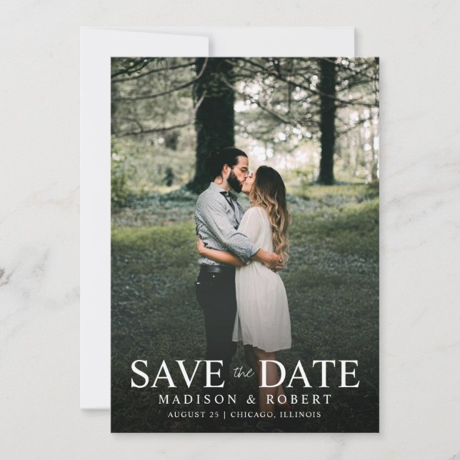 Modern Emerald Green Photo Wedding Save The Date (Front)