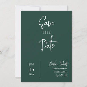 Modern Emerald Green Save the Date Boho Wedding Invitation