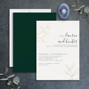 Modern Emerald Green Script Botanical Wedding Gold