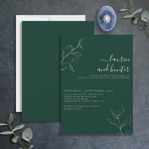 Modern Emerald Green Script Botanical Wedding Invi Invitation