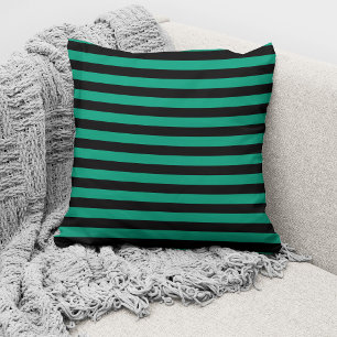 Modern Emerald Green Stripes Pattern Cushion