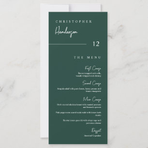 Modern Emerald Green Thank You Placecard Menu