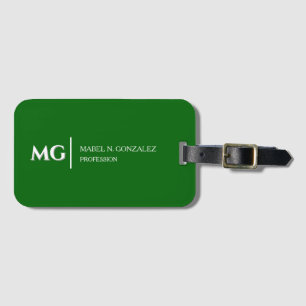 Modern Emerald Green Trendy Stylish Monogram Luggage Tag