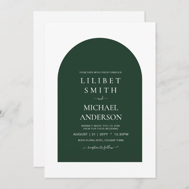 Modern Emerald Green Typography Wedding (Front/Back)