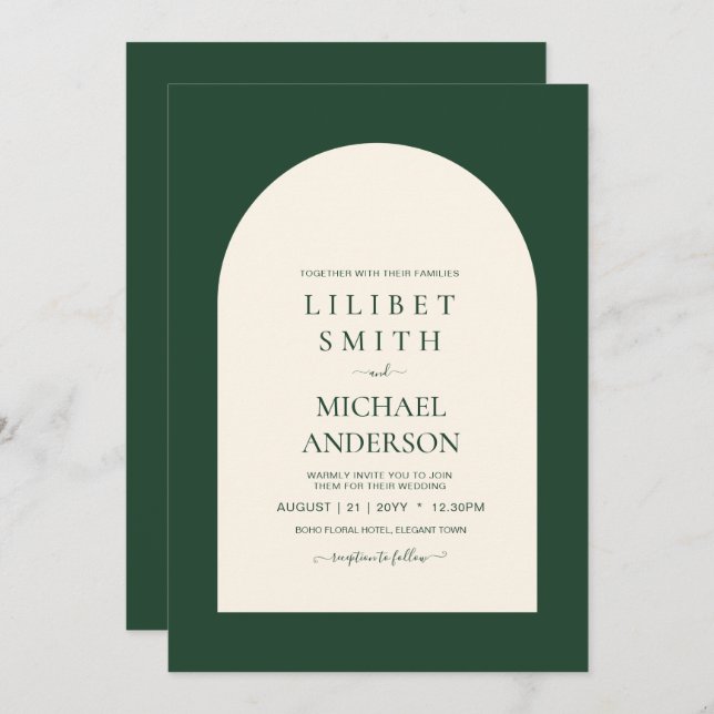 Modern Emerald Green Typography Wedding (Front/Back)