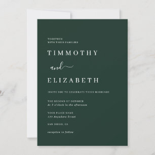 Modern Emerald Green Wedding Invitation