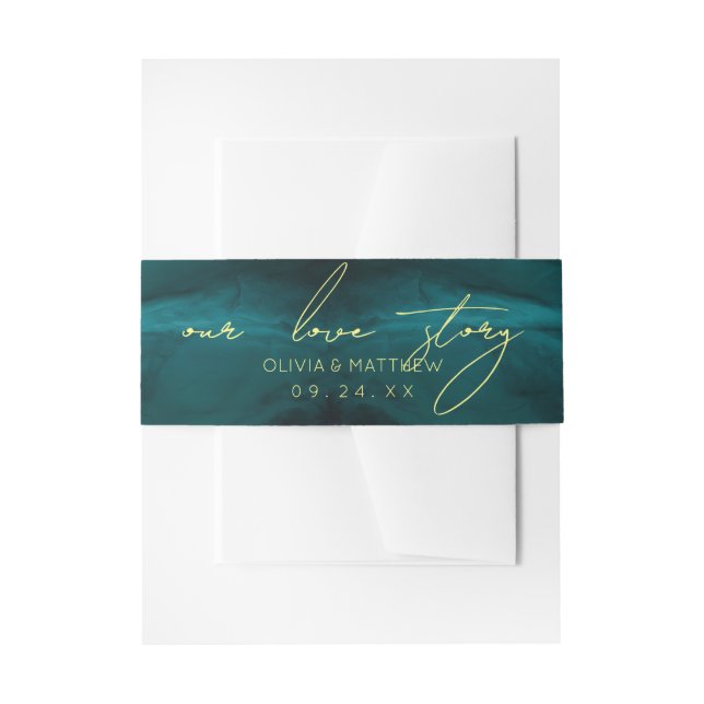 Modern Emerald Green Wedding  Invitation Belly Band (Front Example)