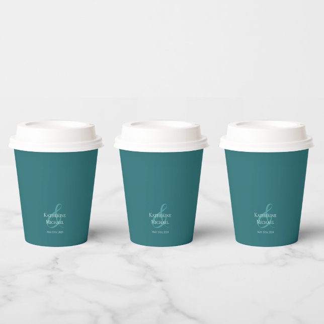 Modern Emerald Green-Wedding- Paper Cups (Multi)