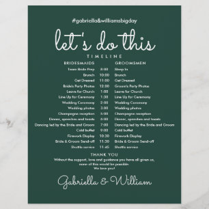 Modern Emerald Green Wedding Schedule Timeline