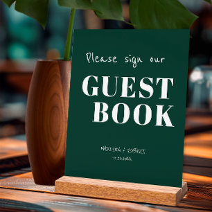 Modern Emerald Green Wedding Sign Our Guest Book