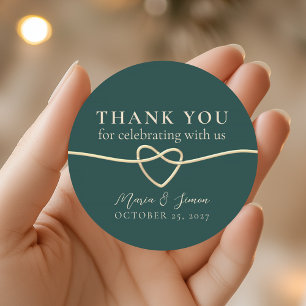 Modern Emerald Green Wedding Thank You Classic Round Sticker