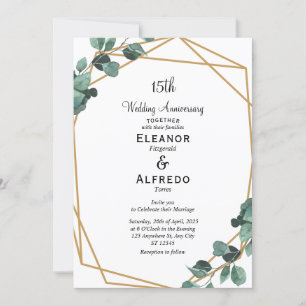 Modern Emerald Greenery Wedding Anniversary  Invitation