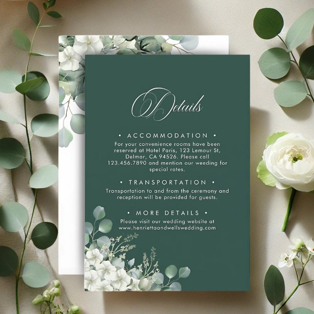 Modern Emerald Greenery Wedding Details Enclosure Card (Creator Uploaded)