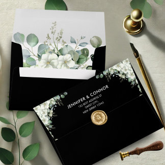 Modern Emerald Greenery Wedding Envelopes