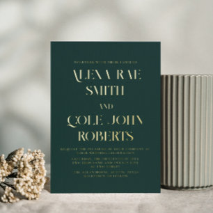 Modern Emerald Hunter Green Chic Wedding Gold