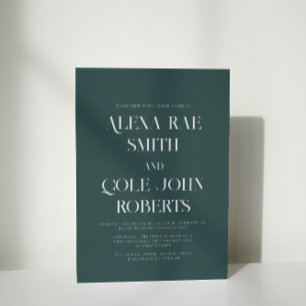 Modern Emerald Hunter Green Chic Wedding Invitation