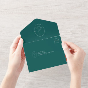 Modern Emerald Monogram Script Wedding All In One Invitation