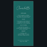Modern Emerald Name Place Card Wedding Dinner Card<br><div class="desc">This modern guest name menu card is the ultimate way to make a statement at your wedding reception. Simply personalise the name,  details and add to cart. Then repeat,  adding to cart for each guest.</div>