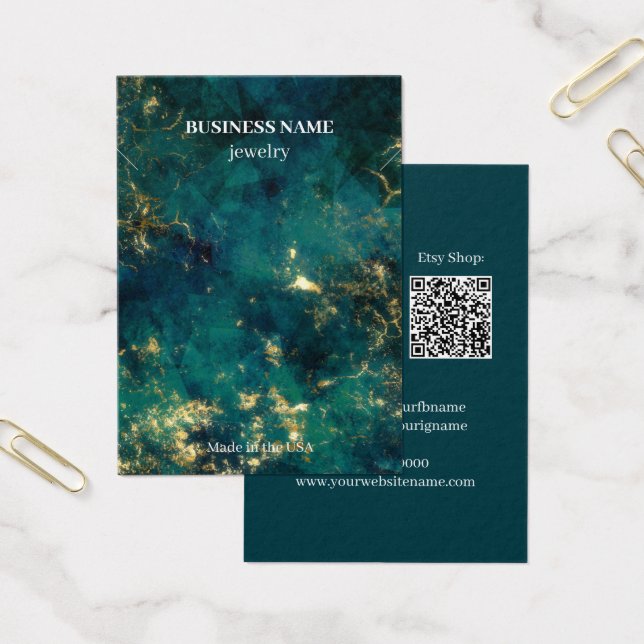 Modern Emerald QR Code Jewellery Business Necklace (Office)