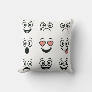 Modern Emoji Faces Throw Pillow - Artistic Hand