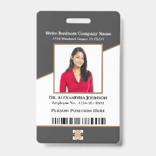 Modern Employee Bar Code Logo ID Custom Card Badge