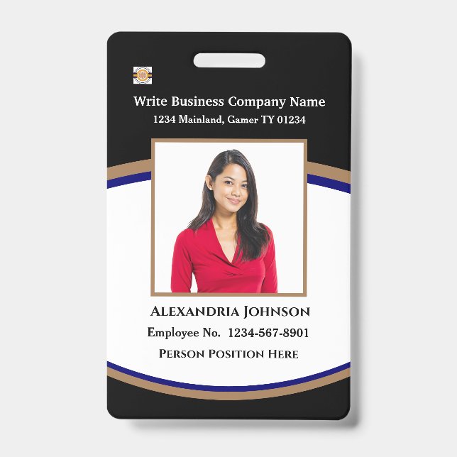 Modern Employee Bar Code Logo ID Custom Card Badge (Front)