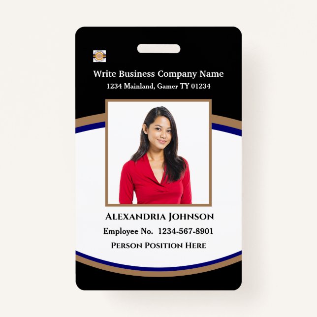 Modern Employee Bar Code Logo ID Custom Card ID Badge (Front)