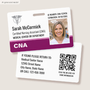 Modern Employee ID Badge Photo Logo Nurse Berry