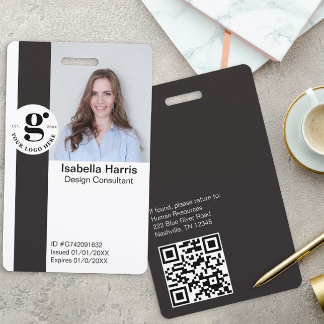 Modern Employee ID Badge with Photo & QR Code (Creator Uploaded)