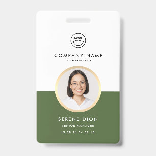 Modern Employee ID Company ID Circle Photo Green Badge