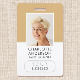 Modern Employee ID Name Company Logo Gold ID Badge