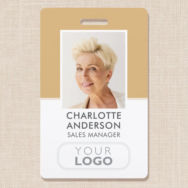 Modern Employee ID Name Company Logo Gold ID Badge (Creator Uploaded)