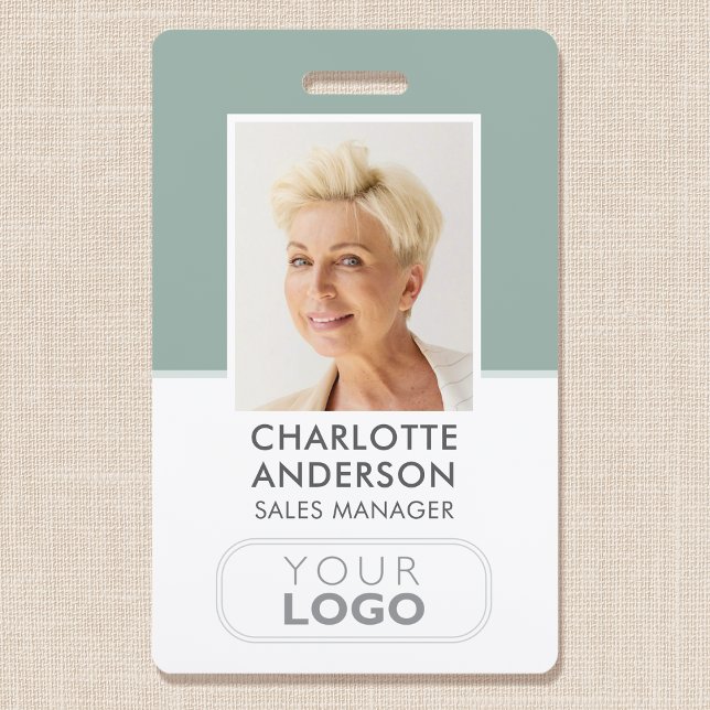 Modern Employee ID Name Company Logo Green ID Badge (Creator Uploaded)