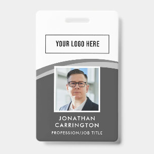 Modern Employee ID Photo Logo QR Code Badge