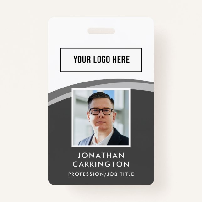 Modern Employee ID Photo Logo QR Code Badge ID Badge (Front)