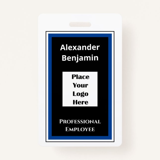 Modern Employee Name Logo Bar Code ID ID Badge (Front)
