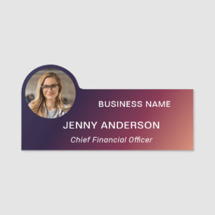 Modern Employee Photo Business Classic Name Tag