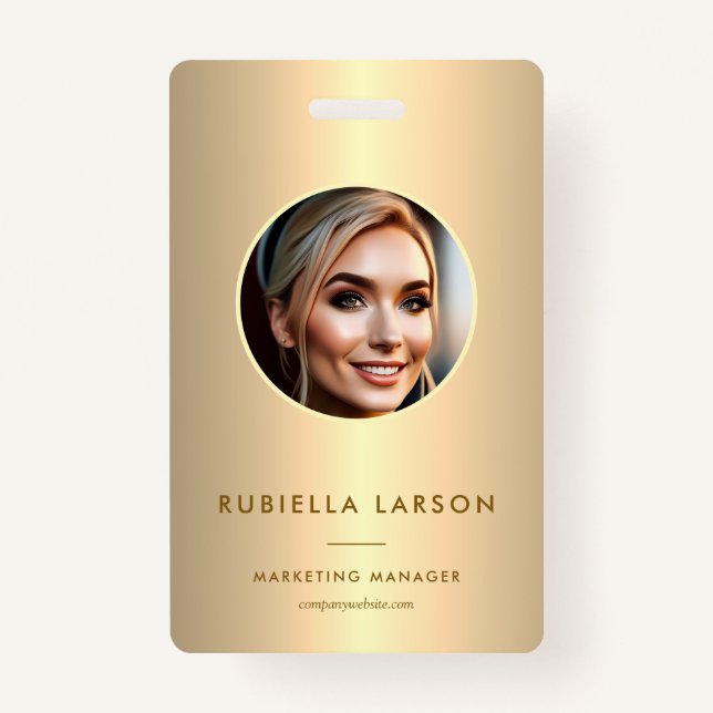 Modern Employee Professional ID photo Gold QR ID Badge (Front)
