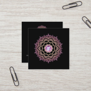 Modern Energy Healing Lotus Mandala Om Symbol Square Business Card