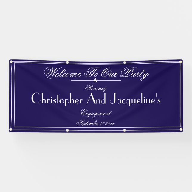 Modern Engagement Party Custom Names Chic Welcome Banner (Horizontal)