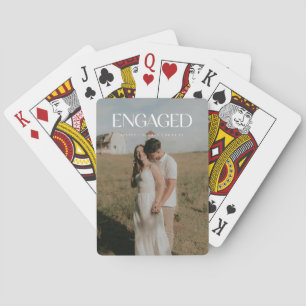 Modern Engagement Photo & Names Custom Couple Playing Cards