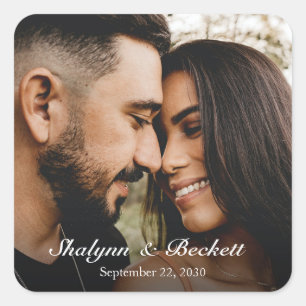 Modern Engagement Photo Square Sticker